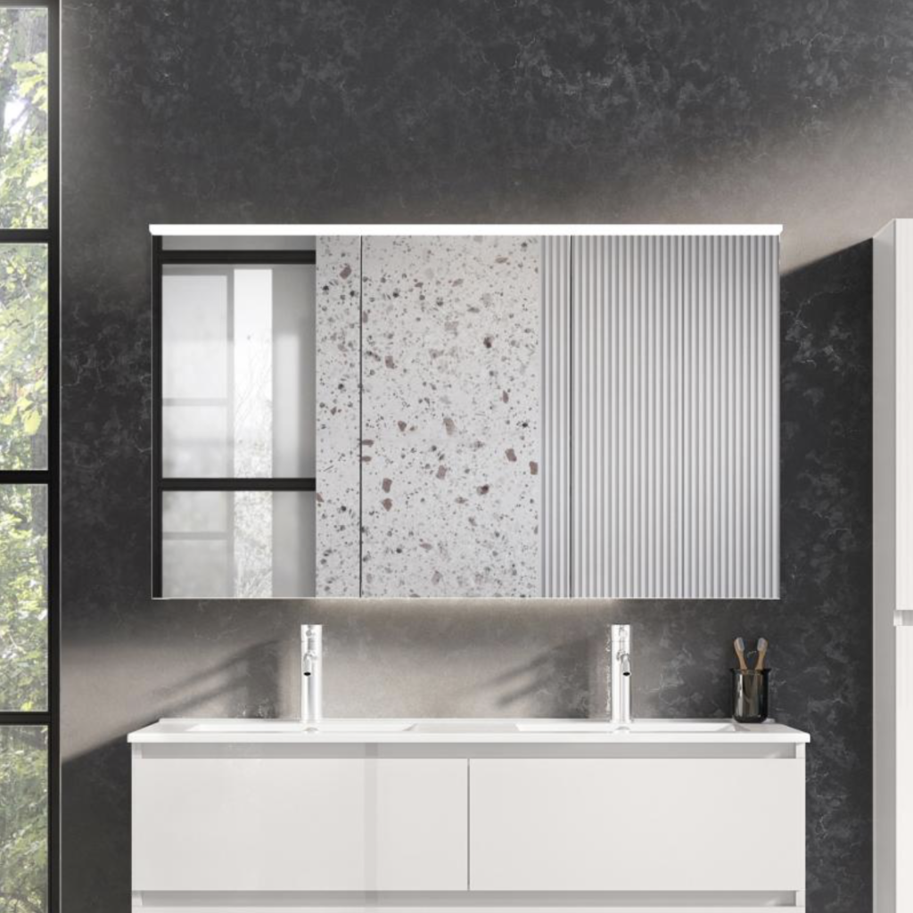 Armoire De Toilette Suspendue Planetmöbel Aria 90x70x16 Cm - Avec Miroir, éclairage LED Et Prise électrique - Anthracite